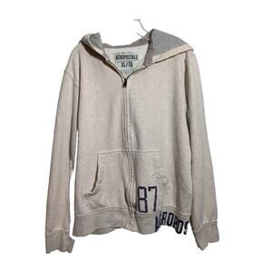 Men's Aeropostale 1987 NY ATH. Dept. Size XL Zip Up Hoodie Rare  VTG Cream
